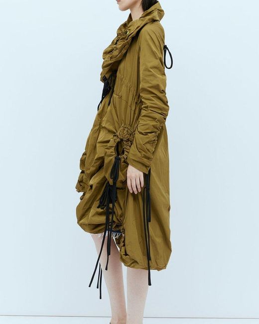 PAULA CANOVAS DEL VAS Blue Draped Hooded Parka