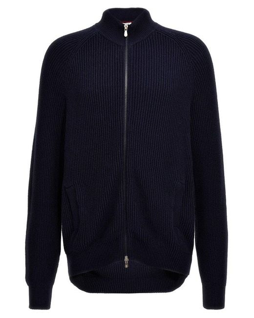 Brunello Cucinelli Blue Knit Cardigan Sweater, Cardigans for men