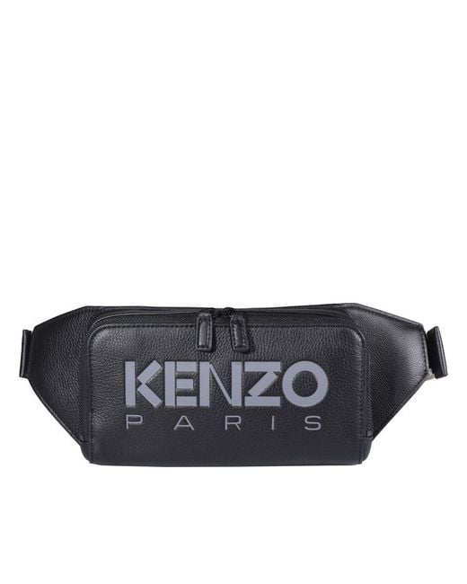 KENZO Black Paris Leather Belt Bag for men