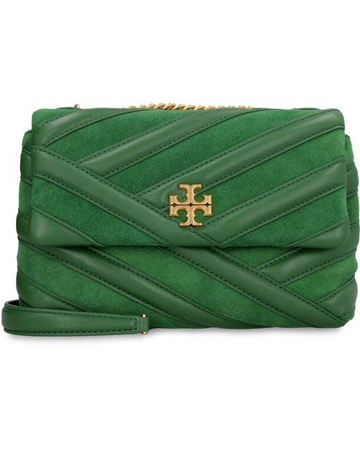 Tory Burch Green Kira Leather And Suede Bag