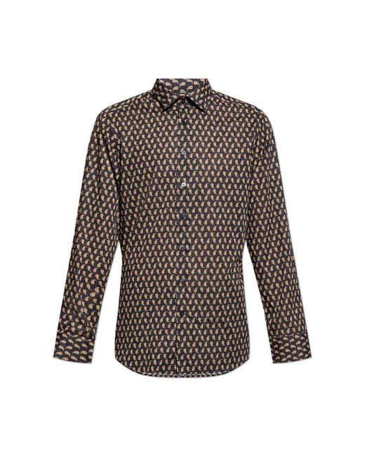 Etro Brown Graphic Printed Long-sleeved Shirt for men