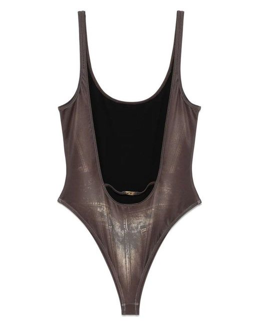 DIESEL Brown Marilyn-Dnm Denim Print Swimsuit