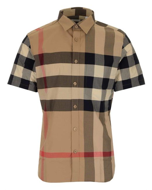 Burberry Natural Tartan Motif Short-sleeve Shirt for men