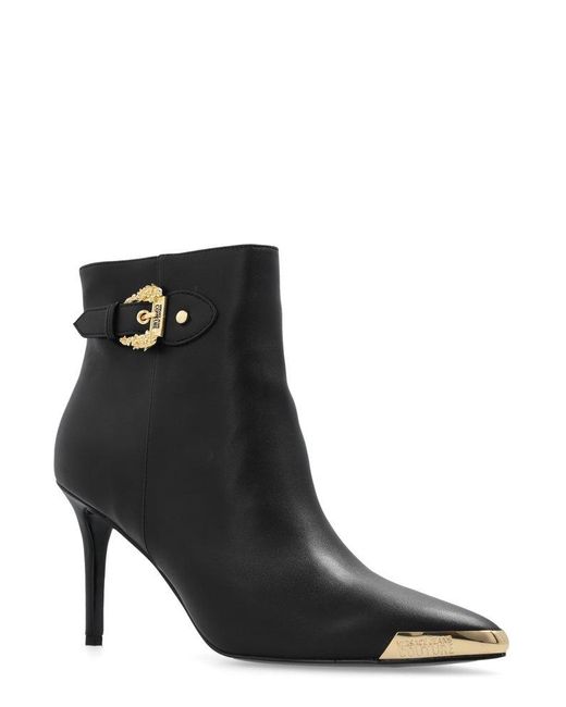 Versace Black Baroque Buckle Ankle Boots