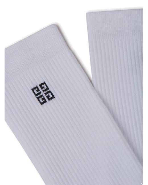 Givenchy White Cotton Logo Socks for men