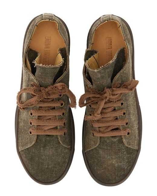 Uma Wang Green Round Toe Lace-up Sneakers for men