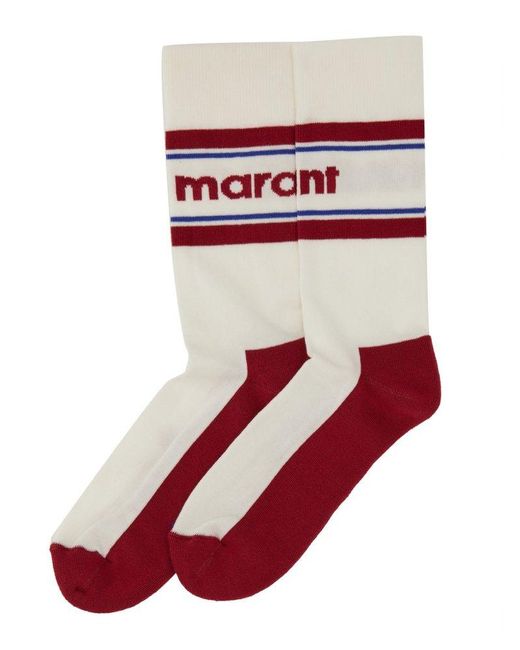 Isabel Marant Red Two-toned Socks for men