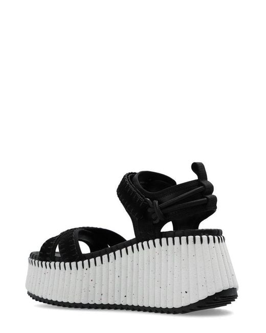 Chloé Black Nama Platform Sandals