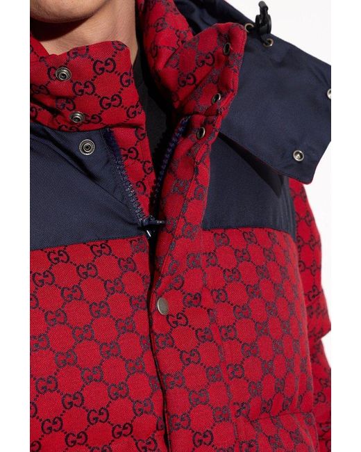 Gucci Red Down Jacket With Monogram, for men