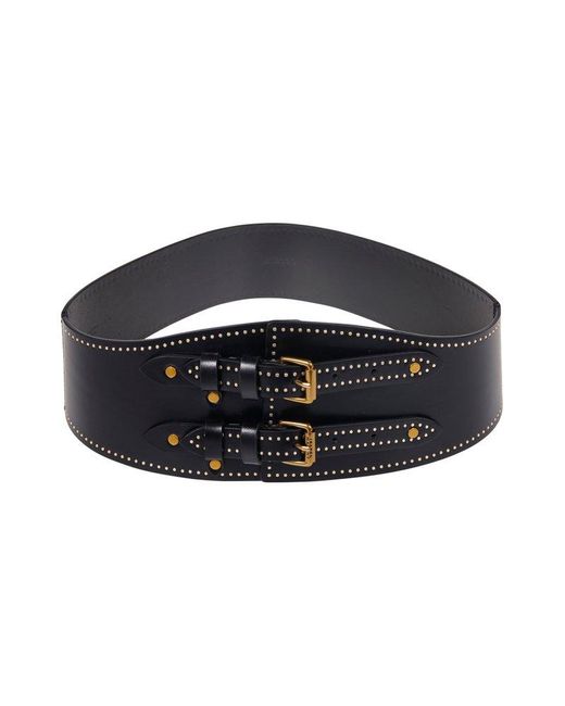 Isabel Marant Black Stud-embellished Double Buckle Belt