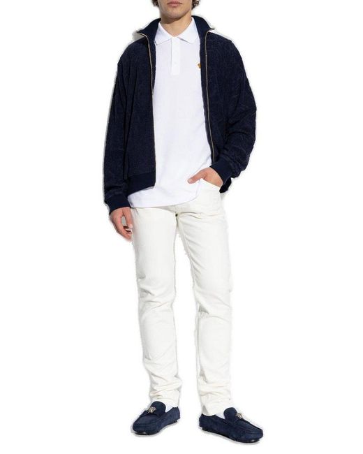 Versace Blue Barocco Pattern Zipped Sweatshirt for men