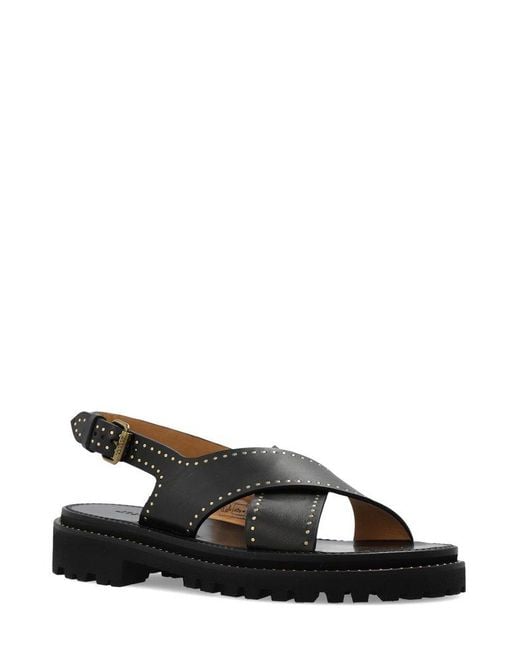 Isabel Marant Black Stud-embellished Crossover Straps Sandals