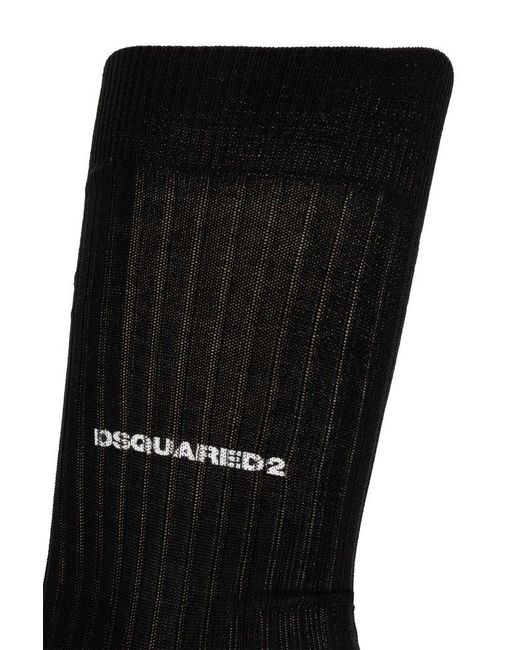 DSquared² Black Logo-detailed Socks for men