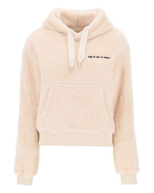 Isabel Marant Natural Maeva Hoodie With Logo Embroidery