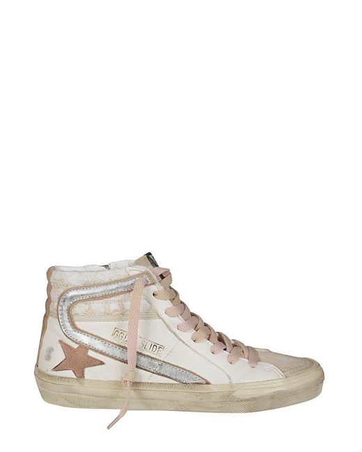 Golden Goose Deluxe Brand White Slide High-Top Lace-Up Sneakers
