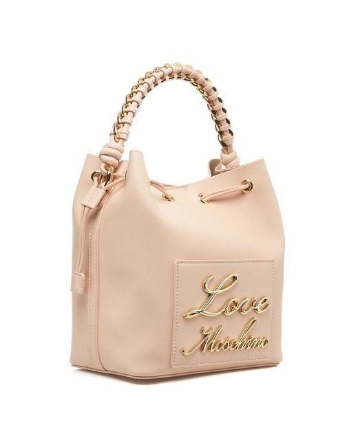 Love Moschino Natural Logo Lettering Bucket Bag