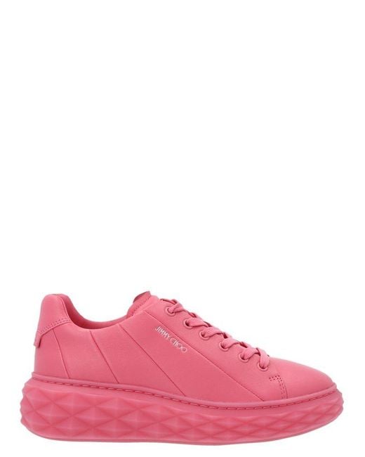 Jimmy Choo Leather Diamond Light Maxi Low-top Sneakers in Pink | Lyst ...