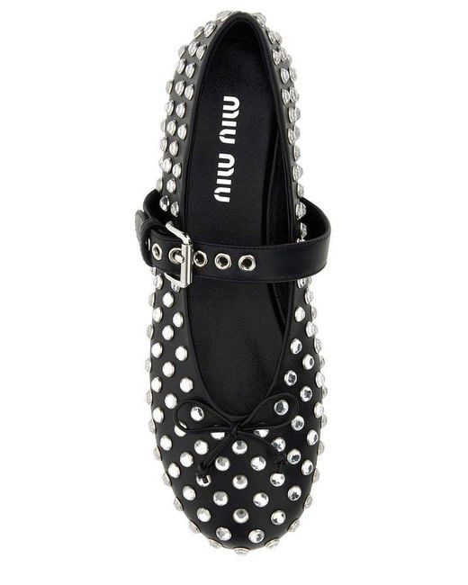 Miu Miu Black Leather Ballerinas