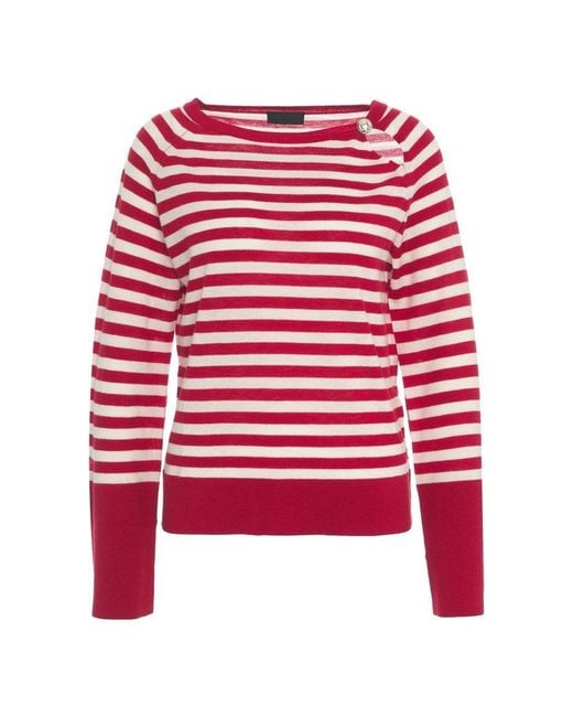 Liu Jo Red Striped Cut-out Detailed Jumper