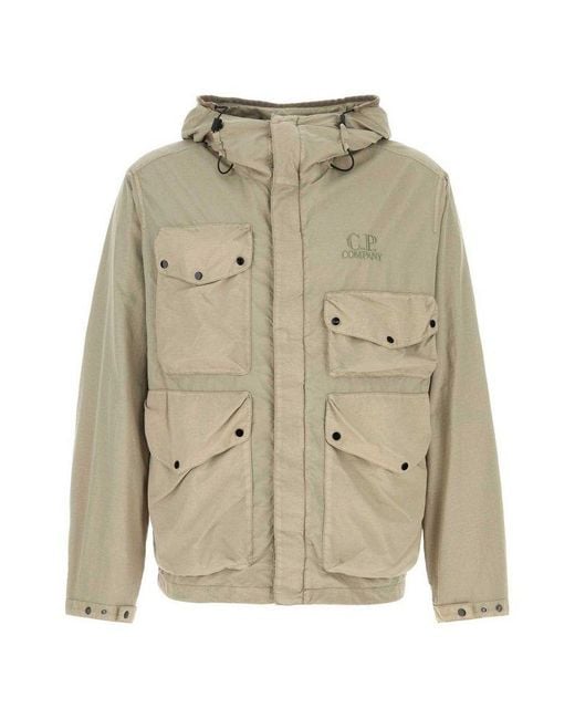 C P Company Natural Goggles-Detail Hooded Jacket for men