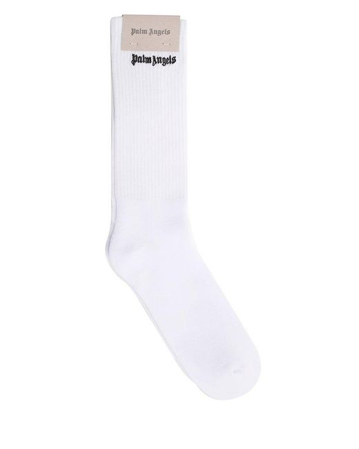 Palm Angels White Sock With Logo for men