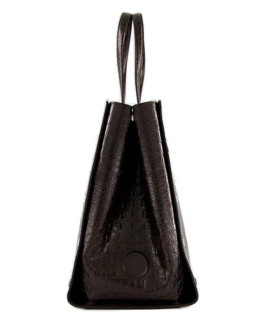 Stella McCartney Black Stella Studs Large Croc-Embossed Tote Bag