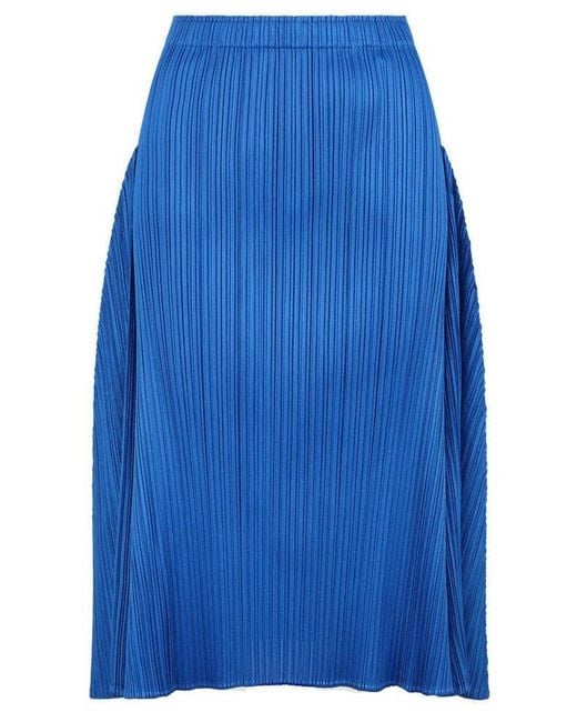 Pleats Please Issey Miyake Blue Efficient Square Flared Skirt