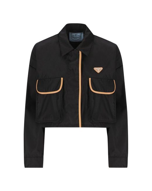 Prada Black Long-sleeved Cropped Coat