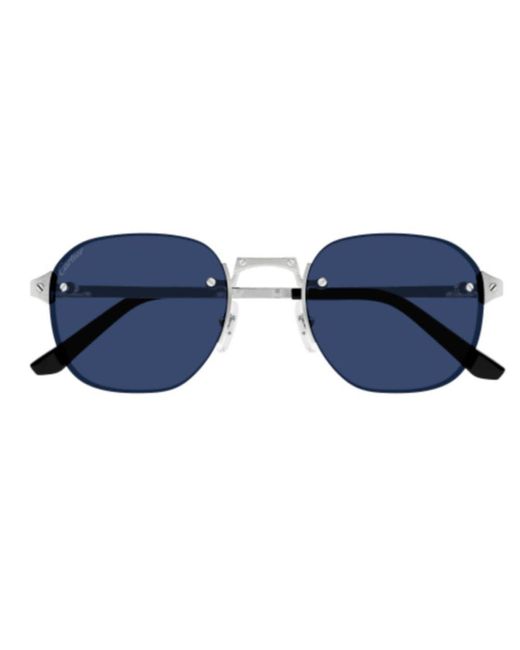 Cartier Blue Round Frame Sunglasses for men