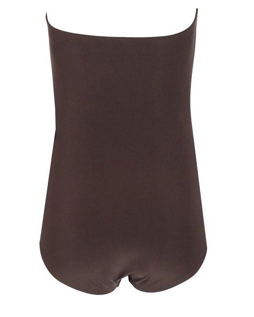 Norma Kamali Brown Gathered Bodysuit Tops