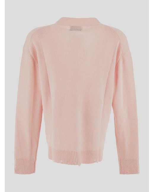 Laneus Pink Button-Up Cardigan Sweater for men