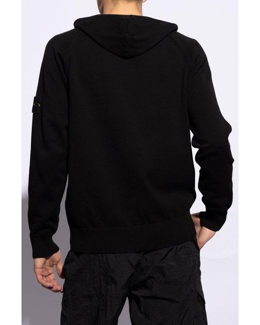 Stone Island Black Hoodie With Logo, for men