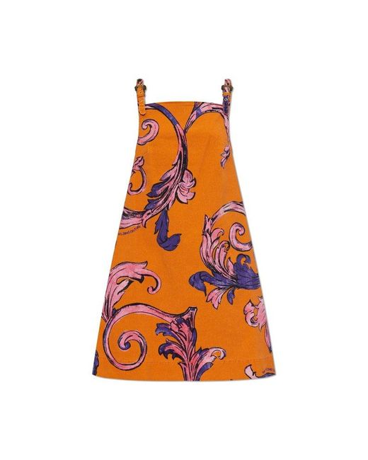 Versace Jeans Couture Orange Baroque Print Dress