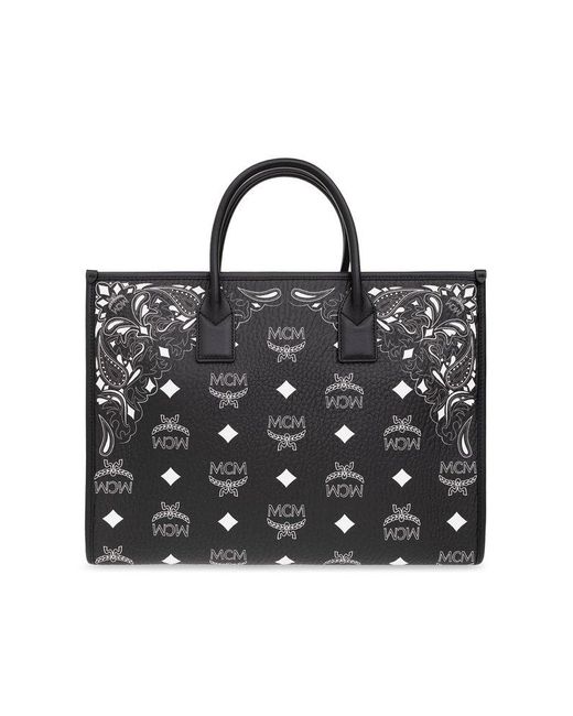 MCM Black 'münchen' Shopper Bag