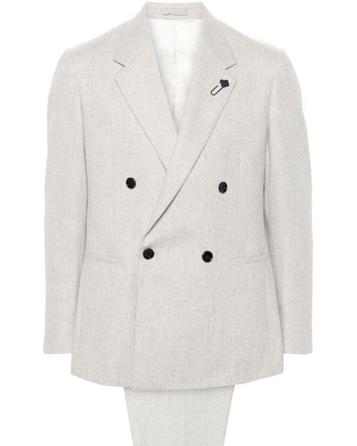 Lardini White Double-Breasted Suit for men