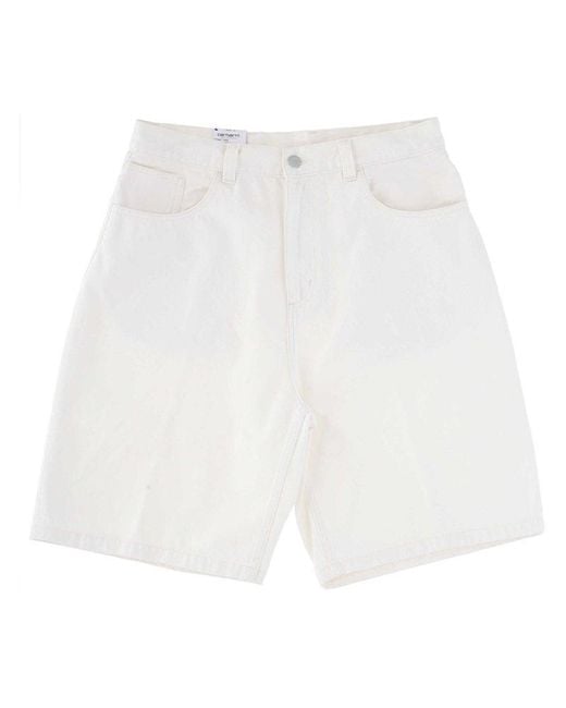 Carhartt White Logo-Patch Knee-Length Denim Shorts for men