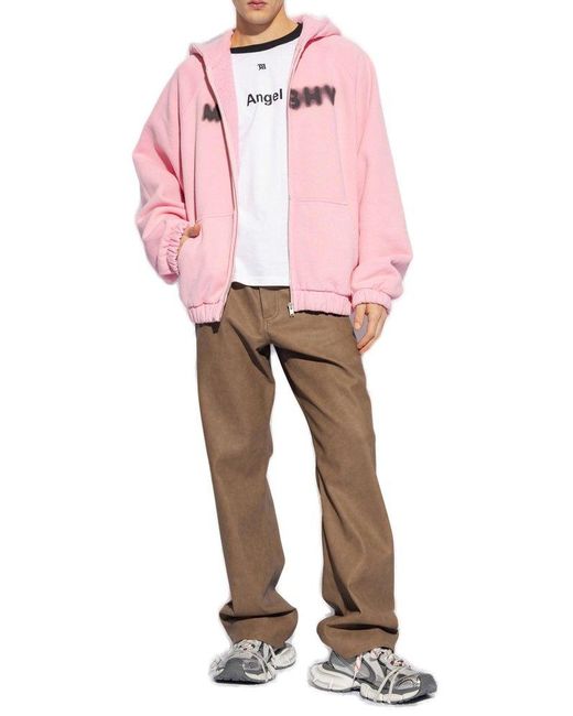 M I S B H V Pink Hoodie With Logo, for men