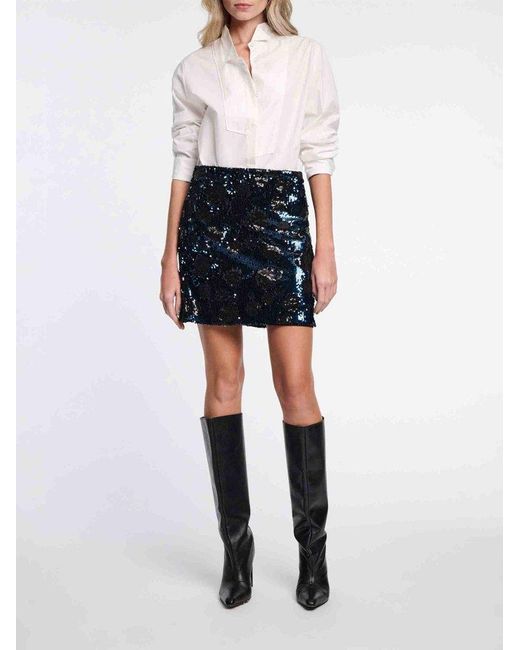 Dorothee Schumacher Blue Shimmering Attraction Sequin Skirt