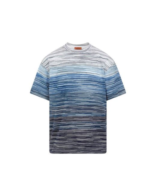 Missoni Short Sleeved Striped Crewneck T shirt in Blue for Men Lyst