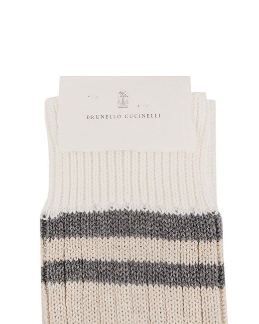 Brunello Cucinelli White Socks for men