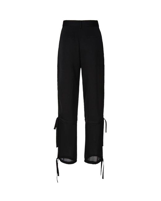 Pinko Black Georgette-Crepe Mid-Rise Cargo Trousers