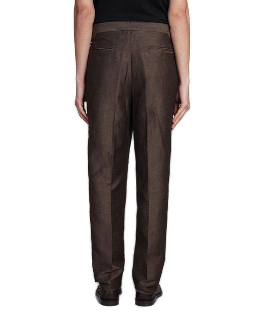 Emporio Armani Black Tailored Tapered Dart-detail Trousers for men