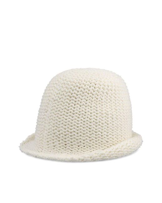 Loro Piana White Crochet Knitted Hat