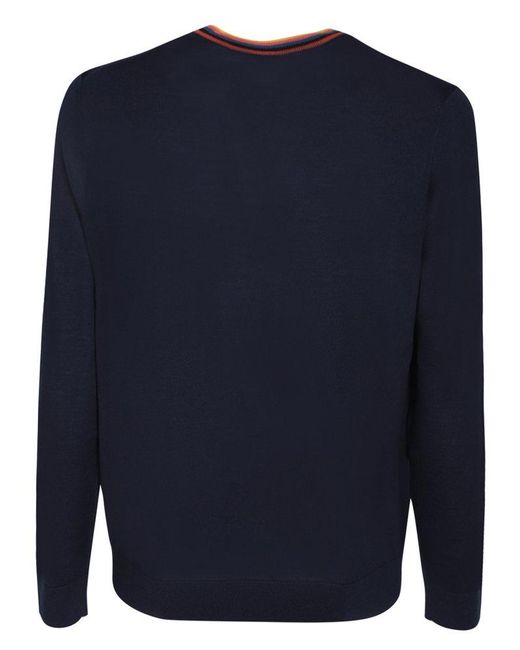 Paul Smith Striped Details Blue Sweater for men