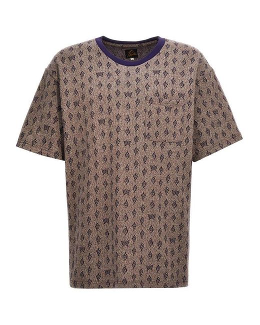 Needles Brown Jacquard Patterned T-Shirt for men