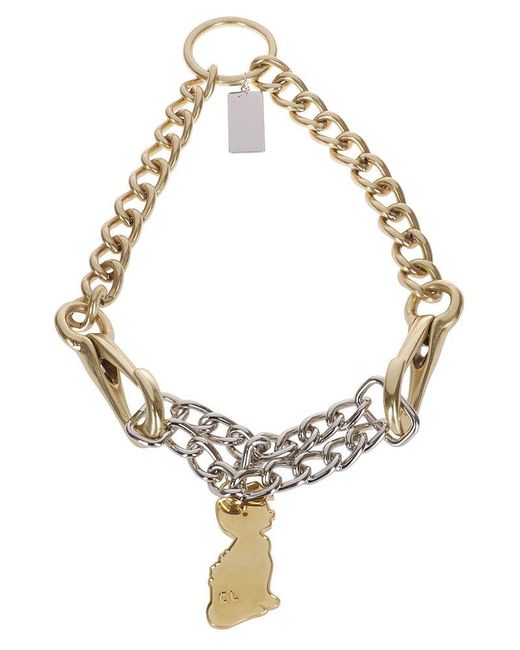Chopova Lowena Metallic Dog Double Chain Necklace