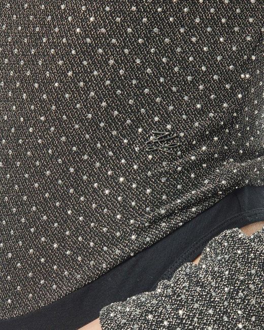 Karl Lagerfeld Gray Lurex-Embellished Bodysuit