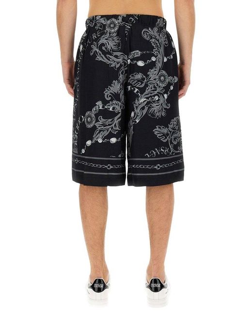 Versace Black Printed Shorts for men