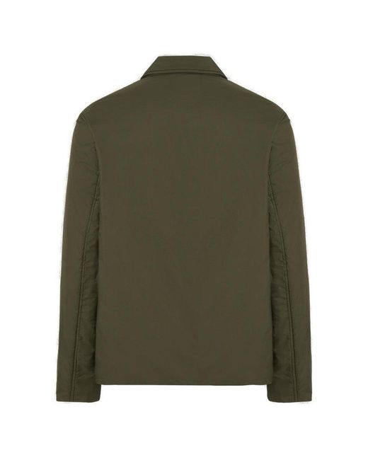 Herno Green Long-sleeved Button-up Shirt Jacket for men
