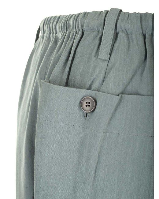 Dries Van Noten Blue Stretch Linen Blend Trousers for men